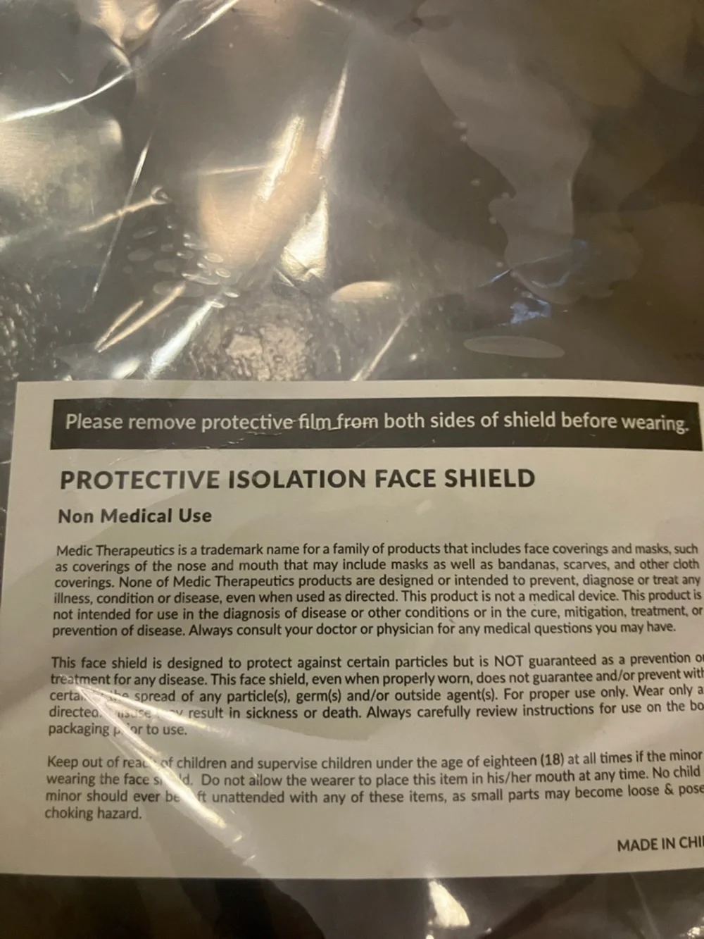 Protective Isolation Face Shield - Clear